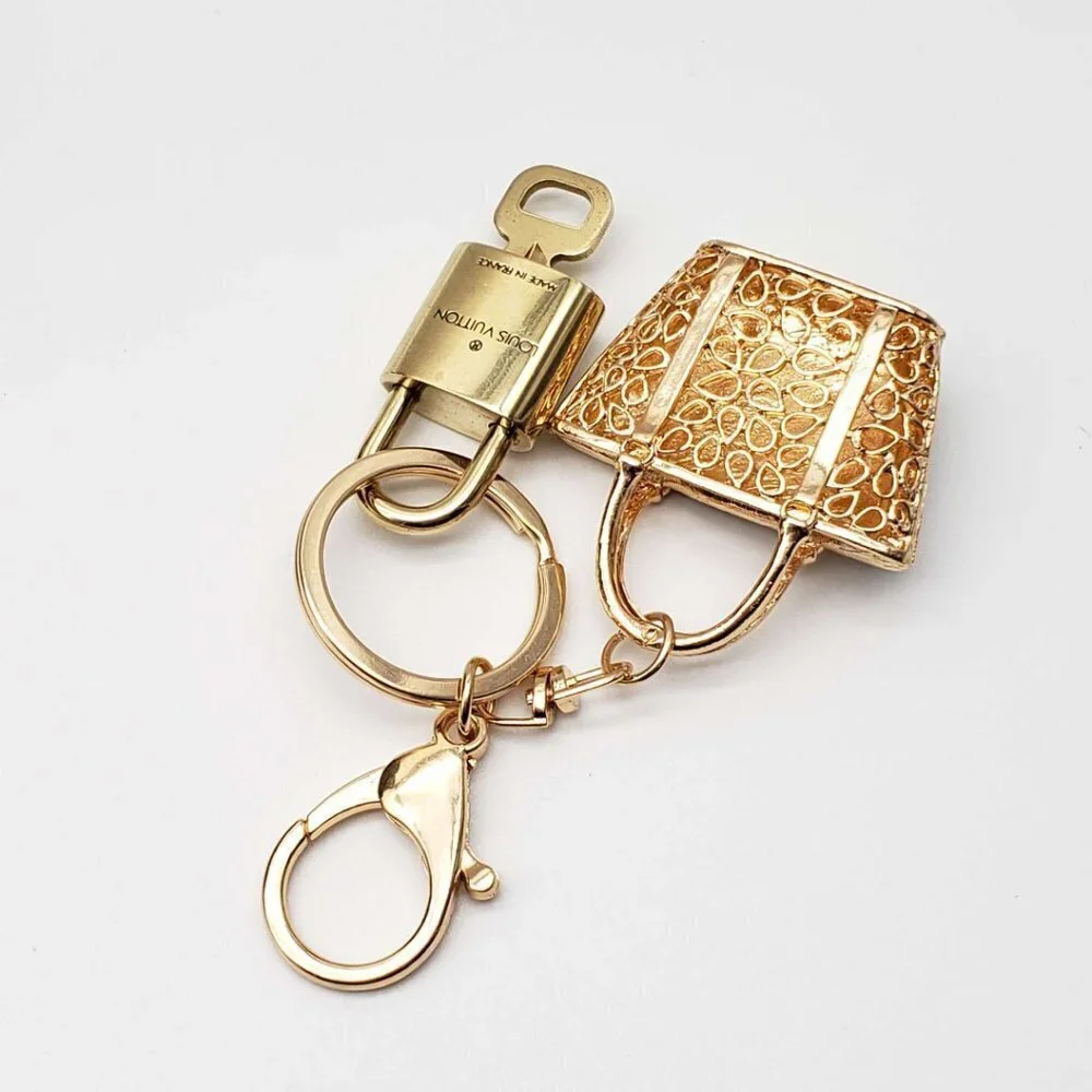 LV Gold Padlock 🔑 Authentic Louis Vuitton Charm + Unbranded Leopard Keychain